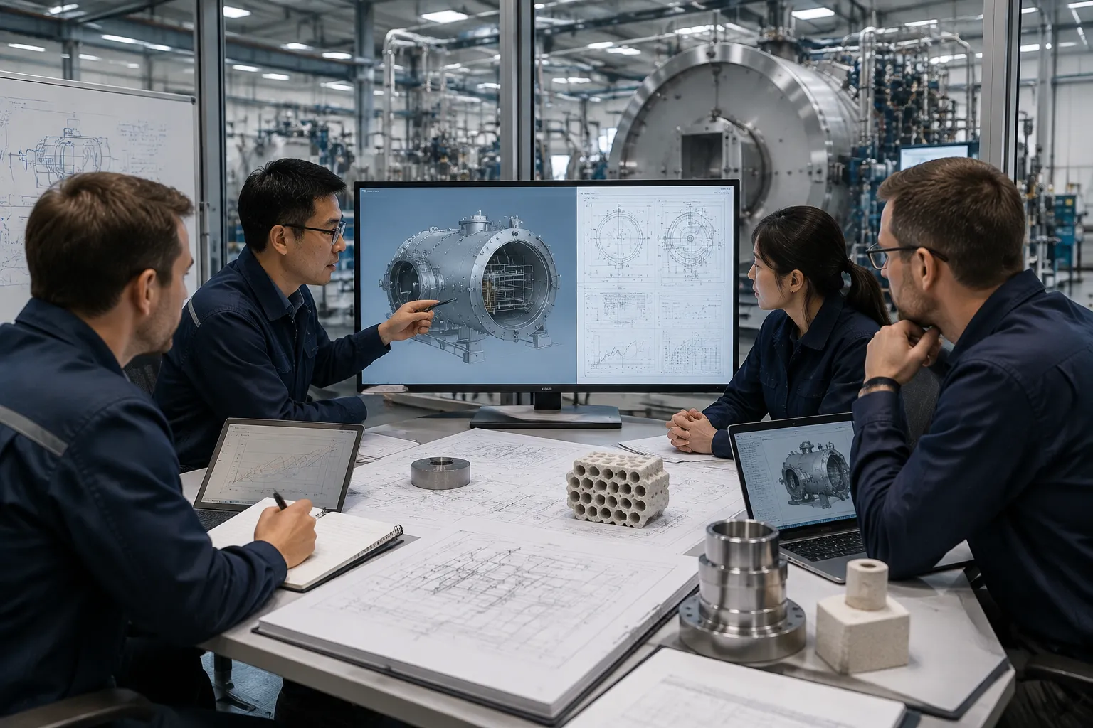 3D CAD modeling and finite element thermal simulation for custom industrial furnace engineering