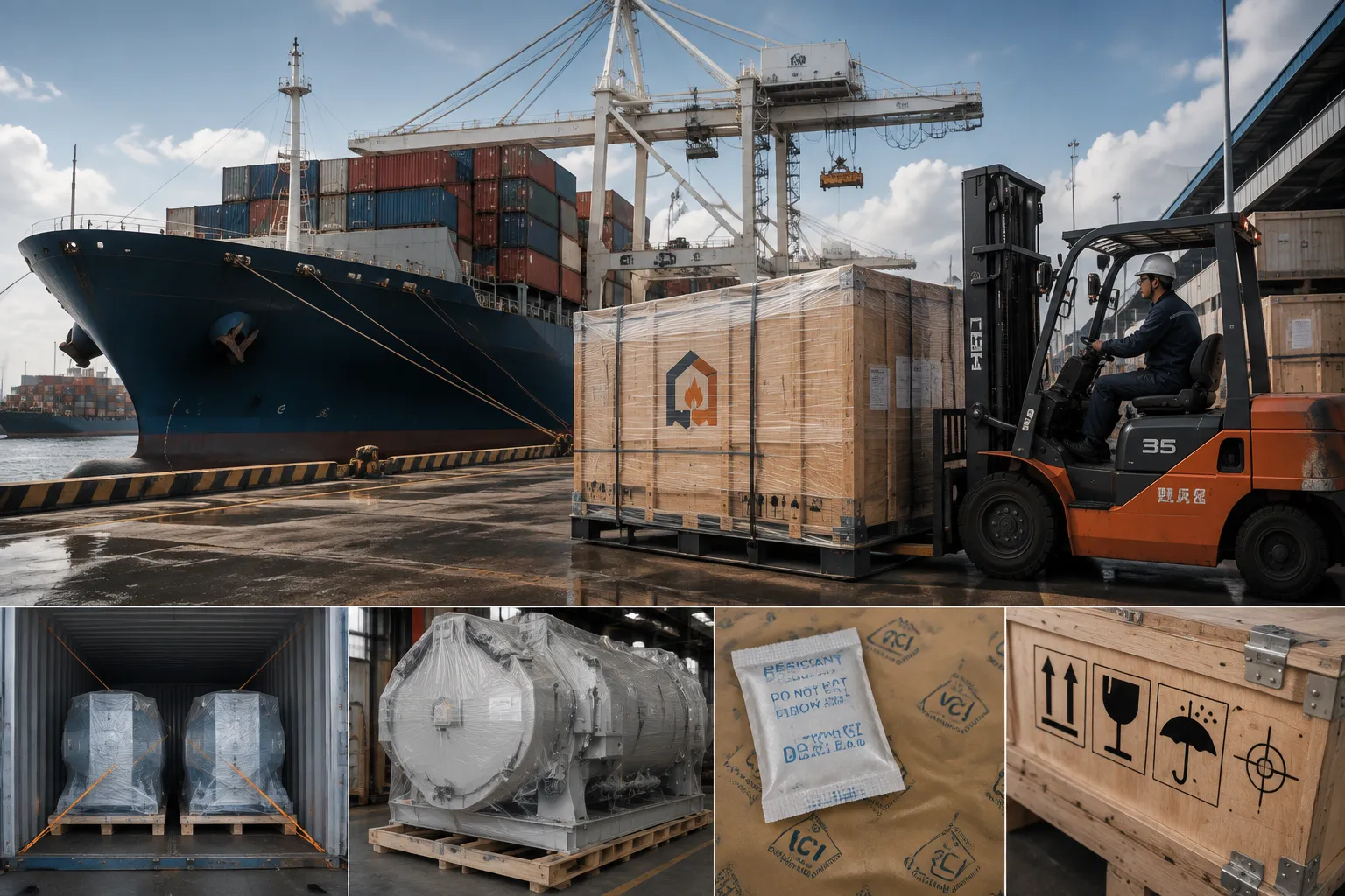 Haitem Furnace heavy-duty export packaging and ocean freight securing process