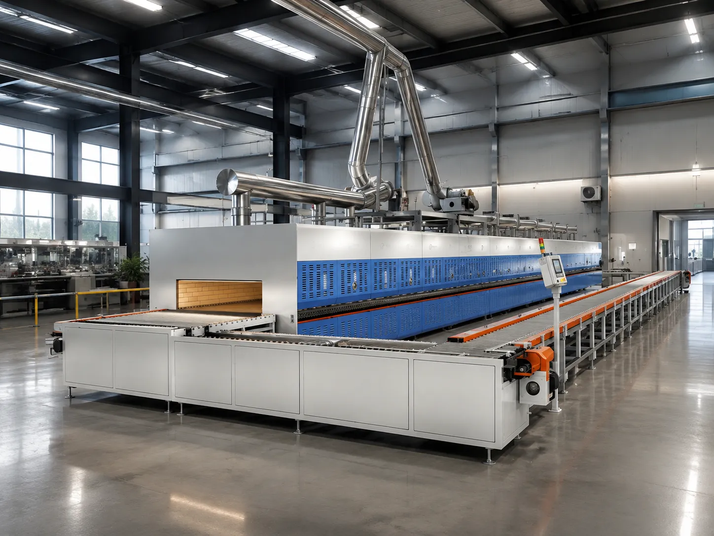 Heavy duty roller hearth furnace for continuous industrial heat treatment