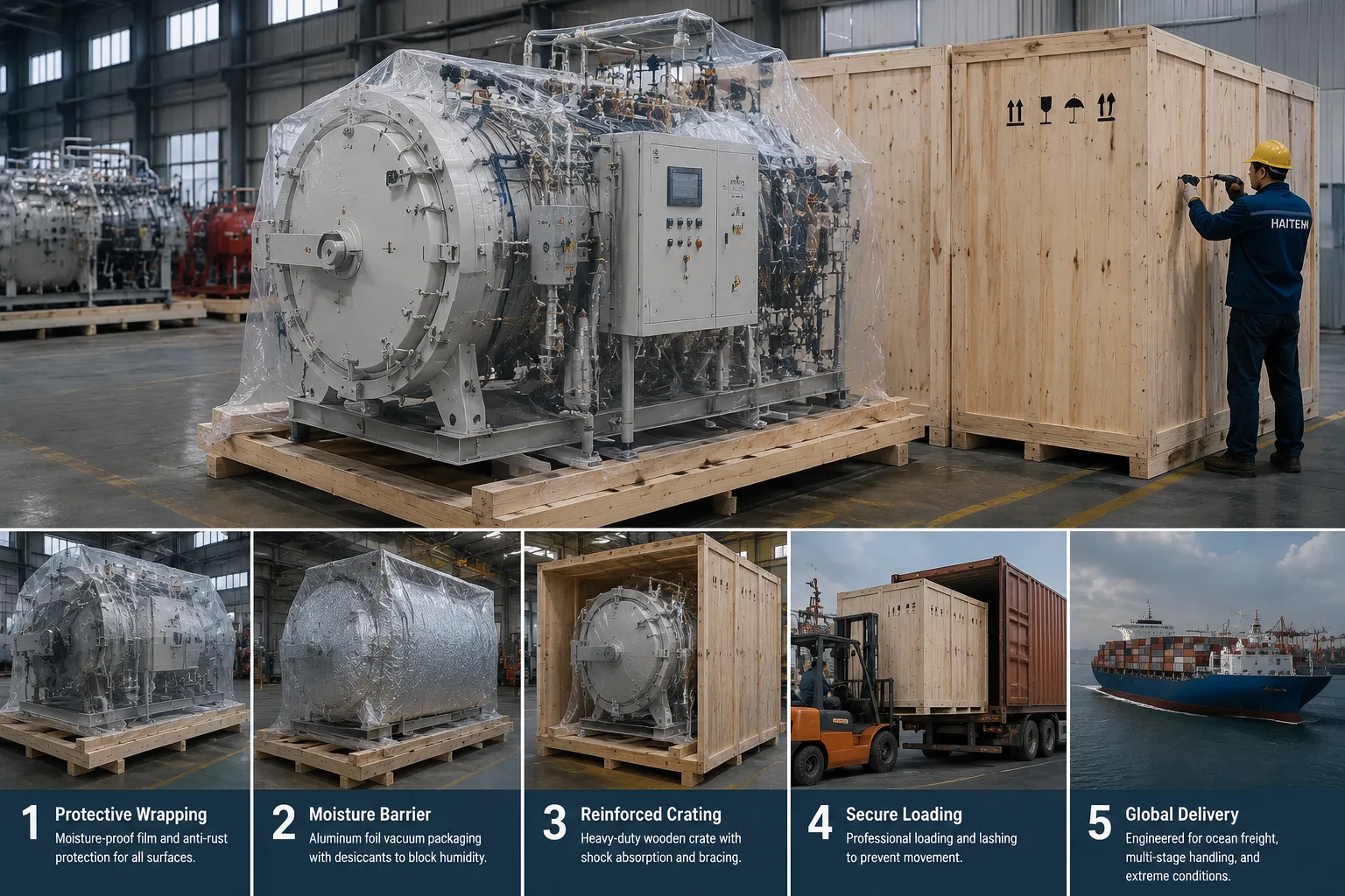 Haitem industrial furnace export packaging protocol and container loading breakdown