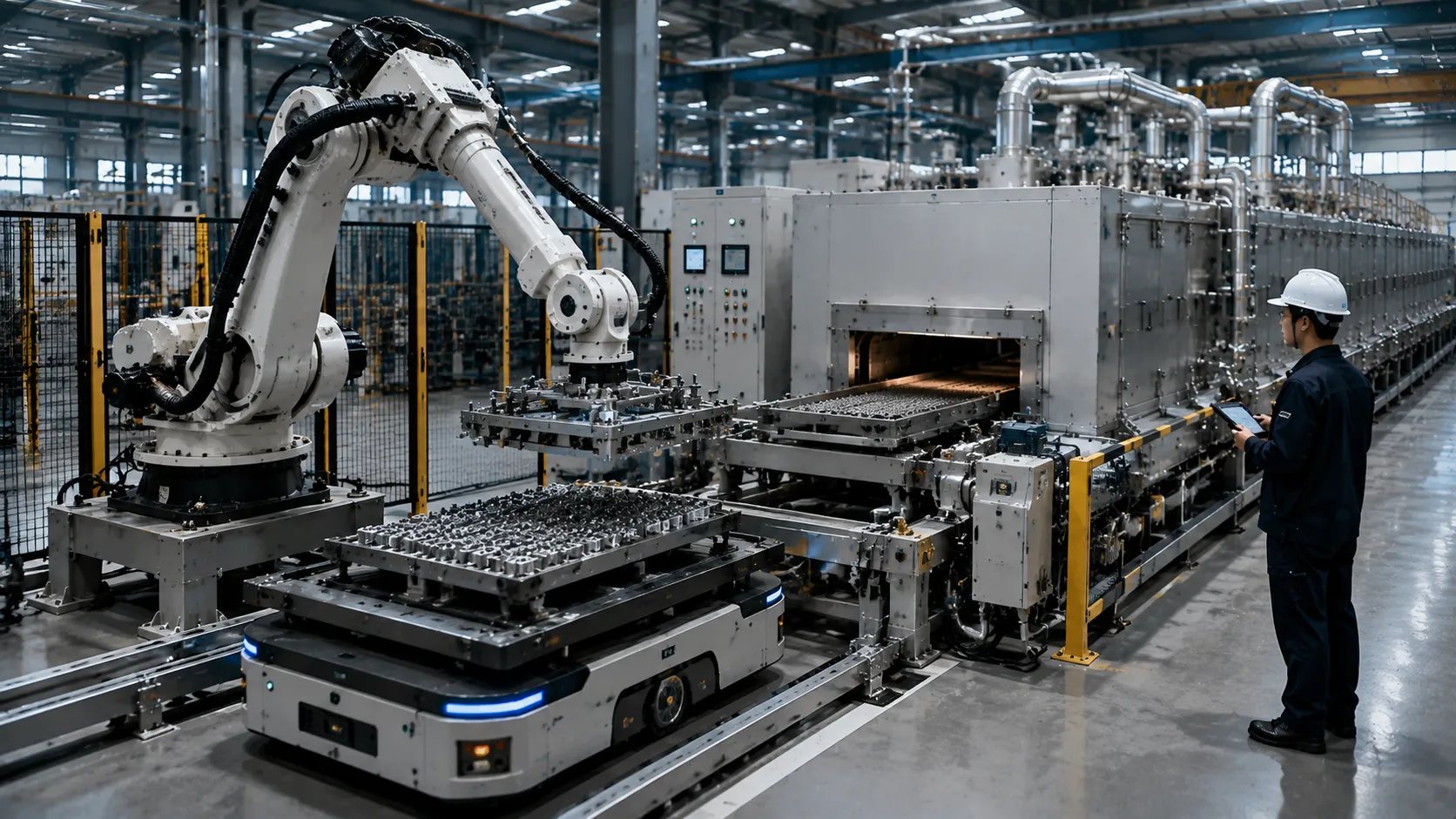 Robotic Arm and AGV Loading Integration for Vacuum Furnaces