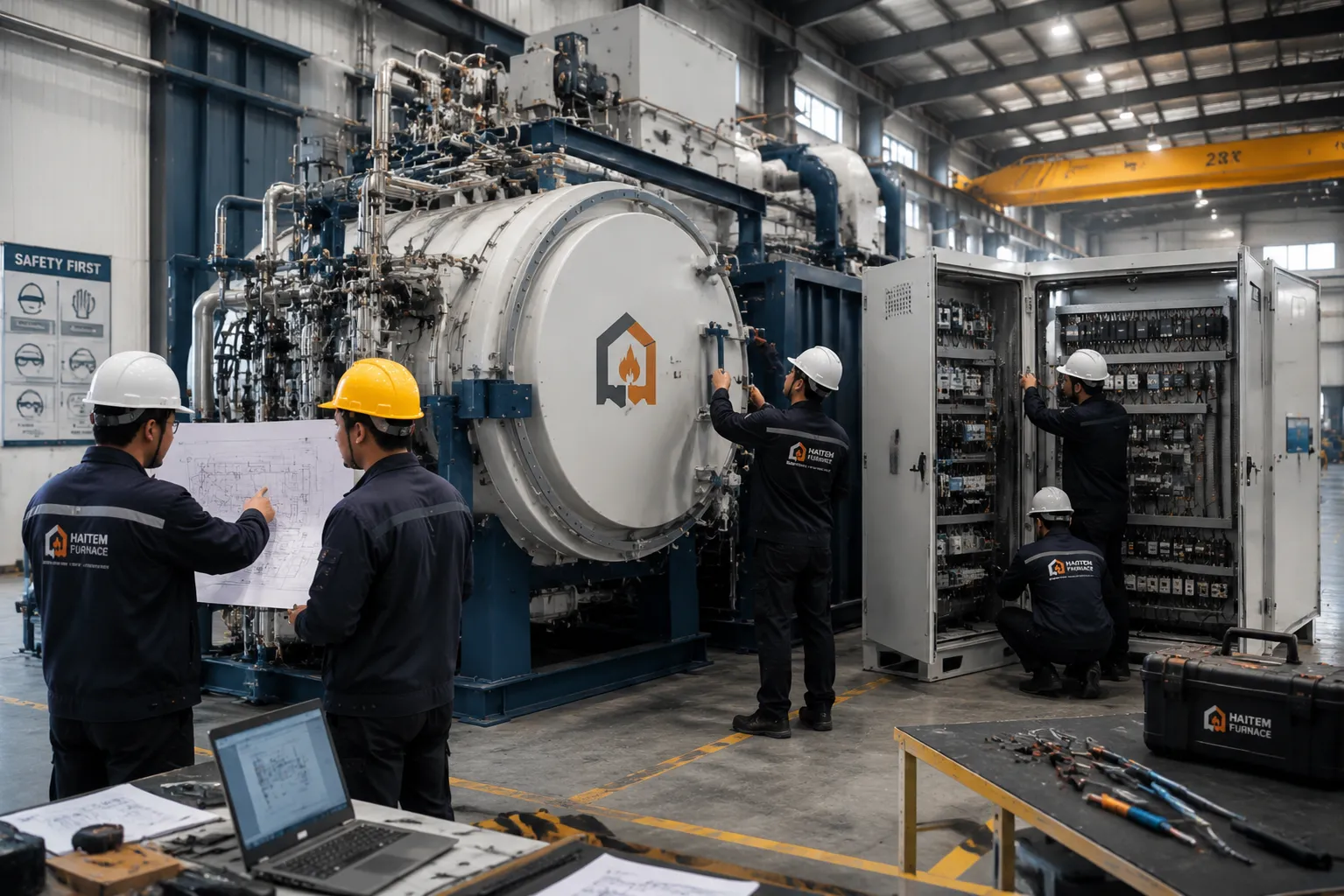 Haitem Furnace senior technical engineers conducting on-site furnace assembly and operator training