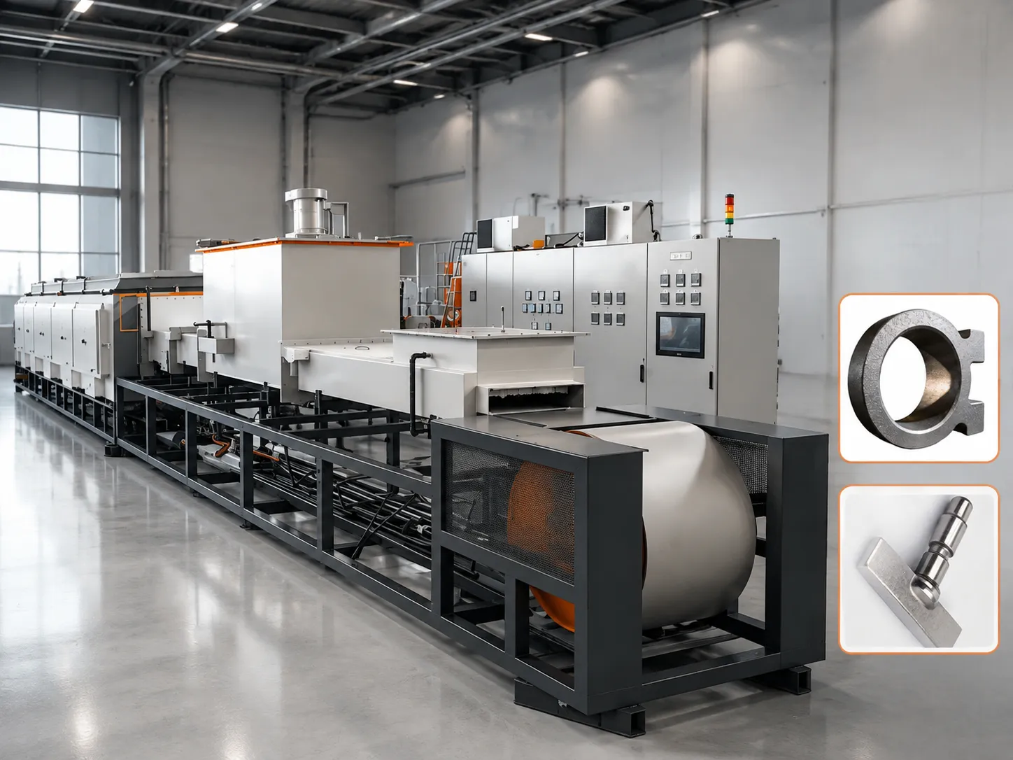 High speed mesh belt continuous furnace for small metal component heat treatment