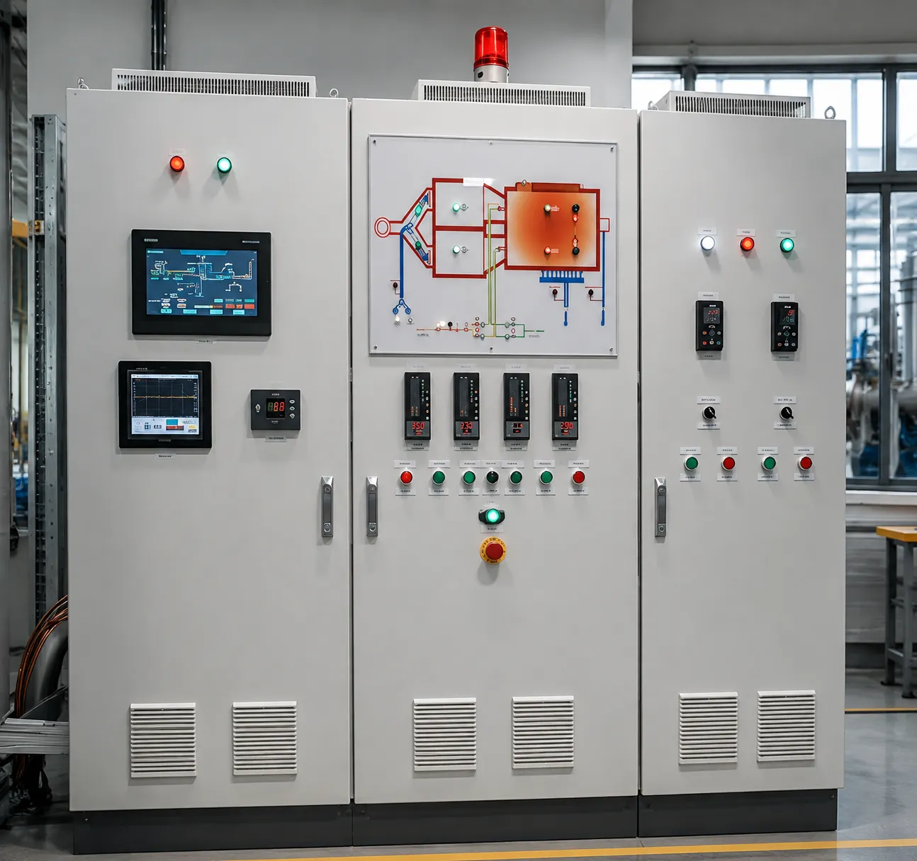 SCADA interface controller and HMI panel layout