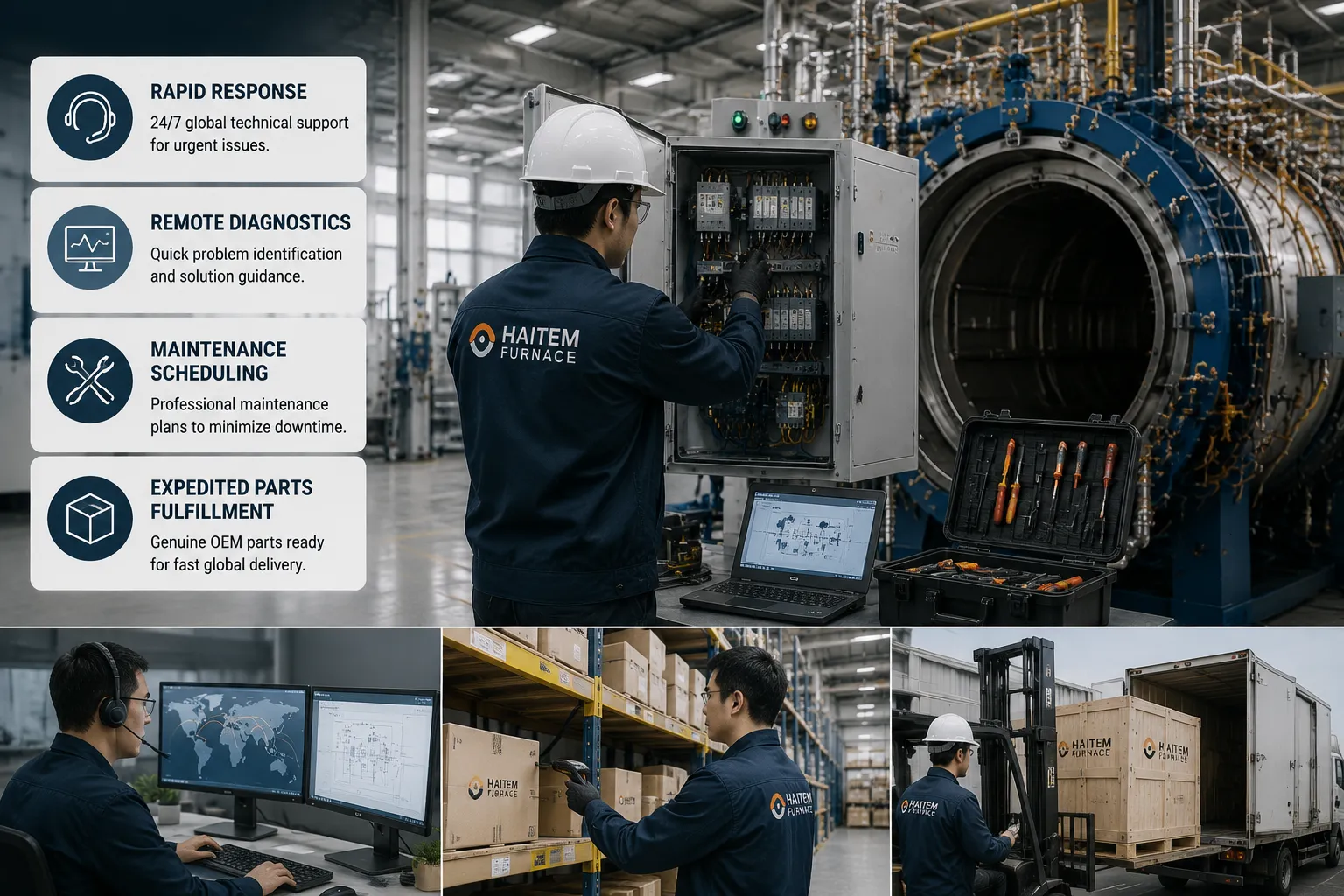 Haitem Furnace technical support team and OEM spare parts warehouse