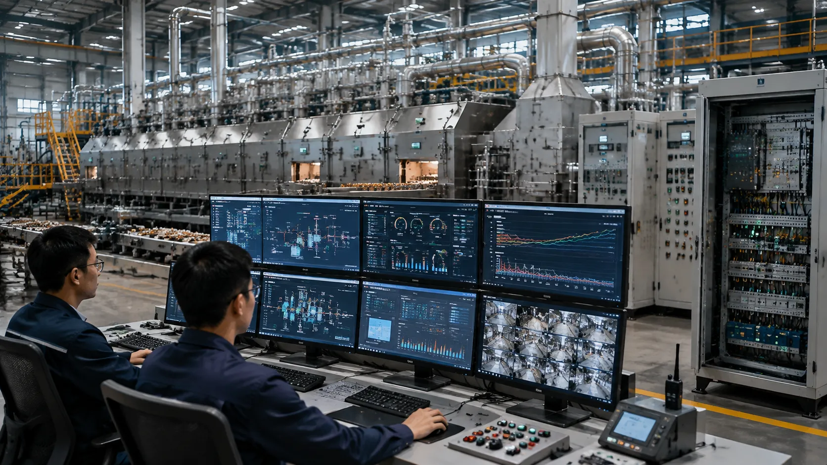 Industry 4.0 furnace control system network topology illustrating PLC integration with SCADA and MES systems