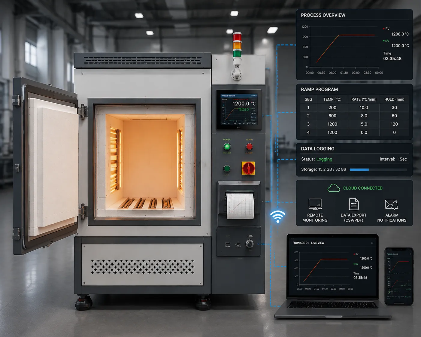 Digital Data Logging and Touchscreen Controller for Custom Muffle Furnace