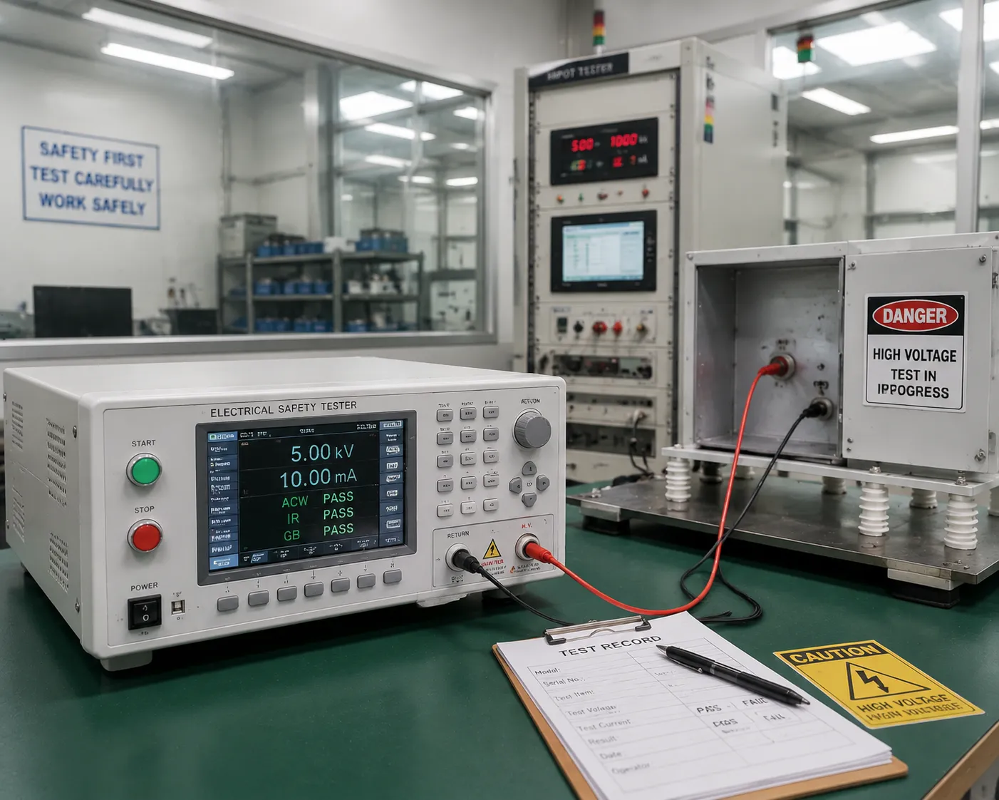 Electrical safety and dielectric isolation testing hardware