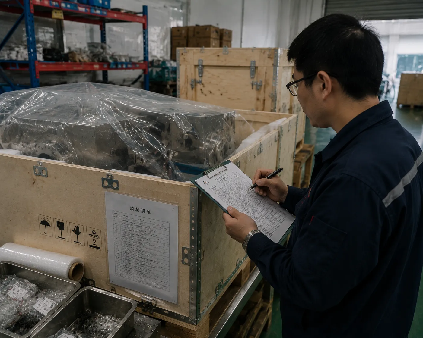 Export packaging inspection and shock-proof crate preparation for Haitem furnace