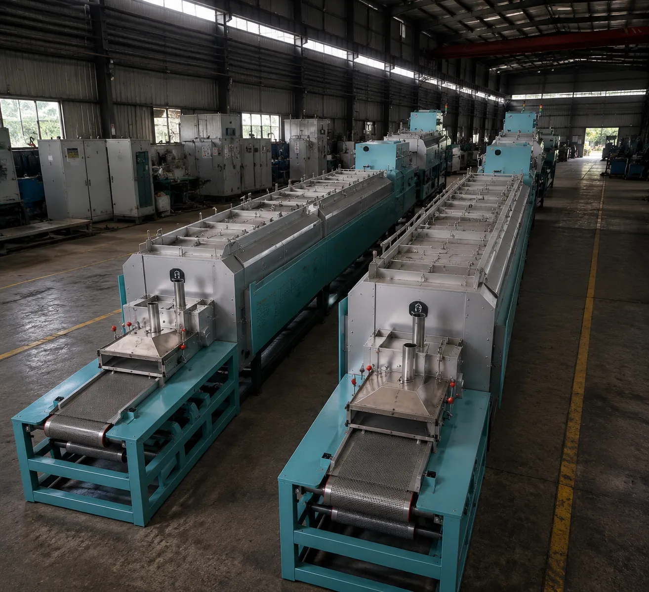 Mesh belt furnace vs roller hearth furnace industrial continuous heat treatment layout