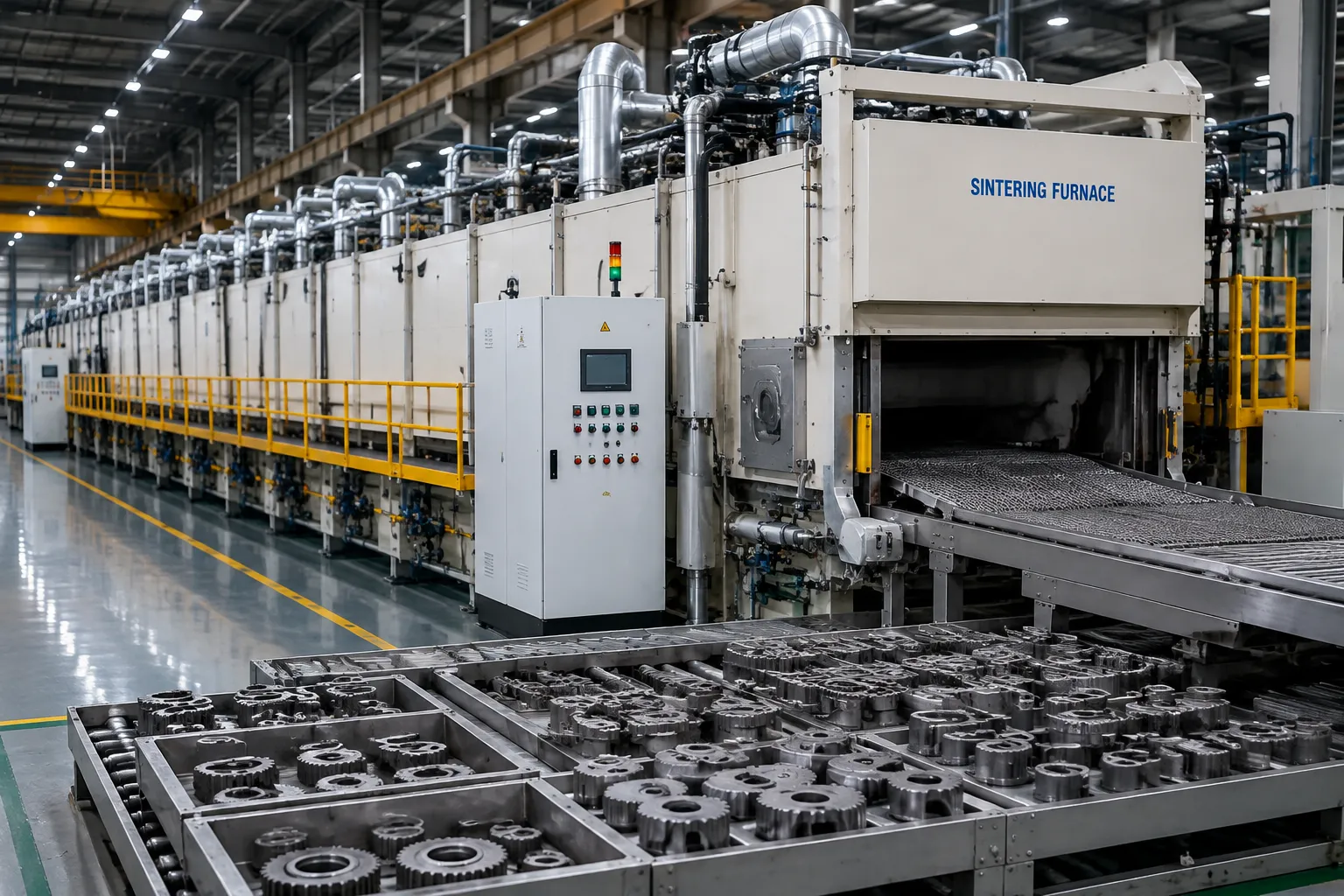 Automotive powder metallurgy sintering furnace line engineered by Haitem Furnace