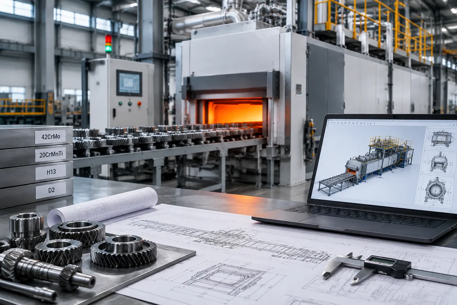 Atmosphere hardening furnace CAD model layout view