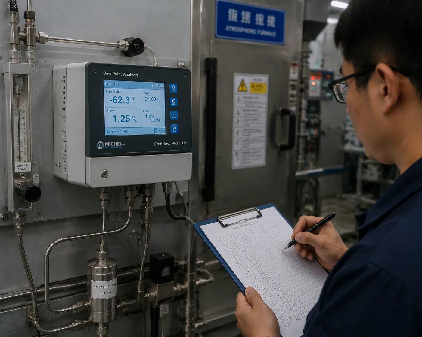 Atmosphere dew point and oxygen analyzer